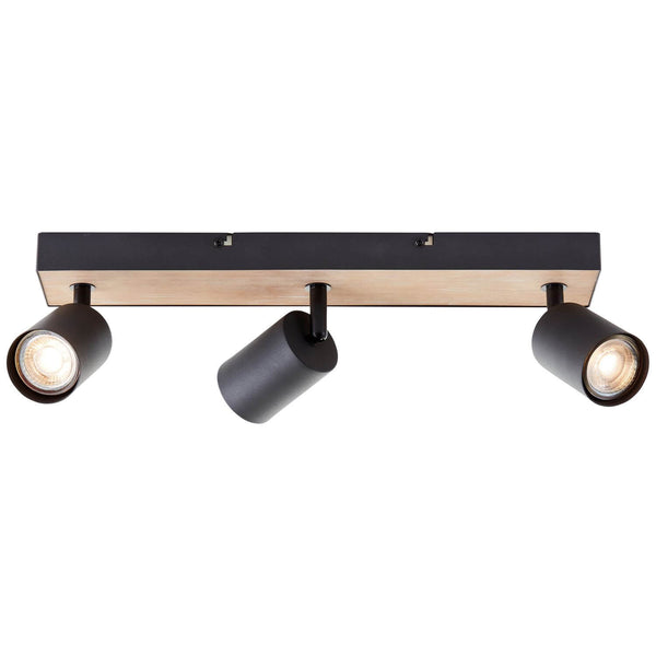 Plafonnier Jello Wood 3 lumières noir et bois