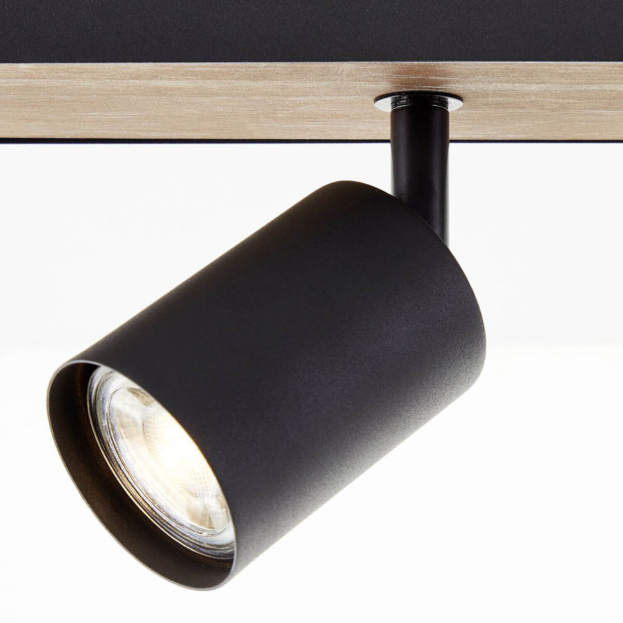 Plafonnier Jello Wood 4 lumières noir et bois