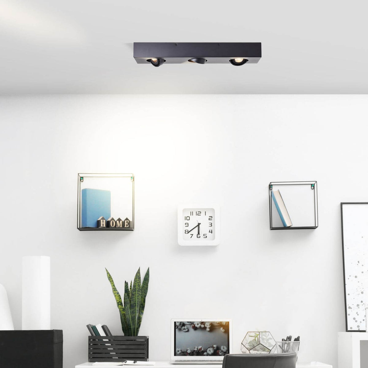 Plafonnier Doro 3 lumières beige et noir