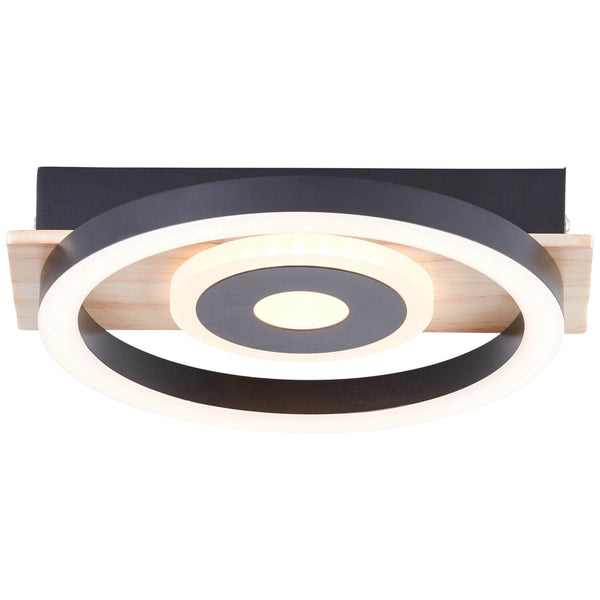 Plafonnier Maureen noir et bois, L 22 cm