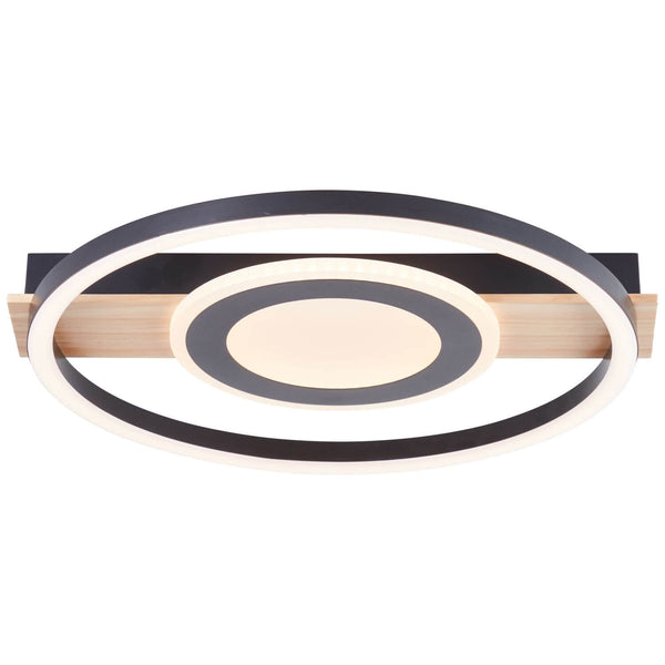 Plafonnier Maureen noir et bois, L 39 cm (G99927A76)