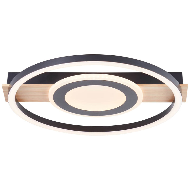 Plafonnier Maureen noir et bois, L 39 cm (G99927A76)