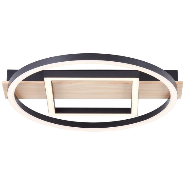 Plafonnier Maureen noir et bois, L 39 cm (G99928A76)
