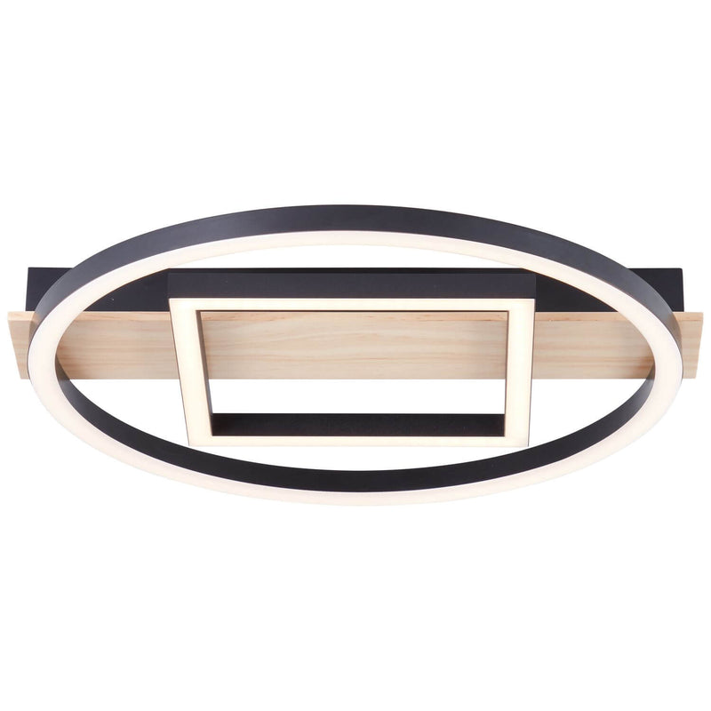 Plafonnier Maureen noir et bois, L 39 cm (G99928A76)