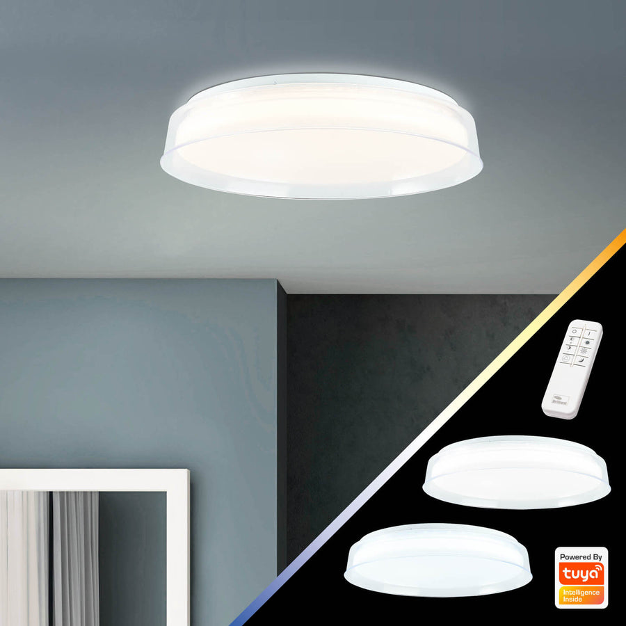 Plafonnier Leanna transparent et blanc