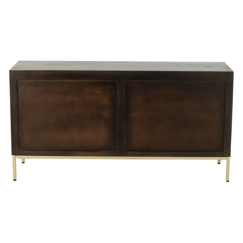 Sideboard 2 Türen Mangoholz Eisen Gold | Wora