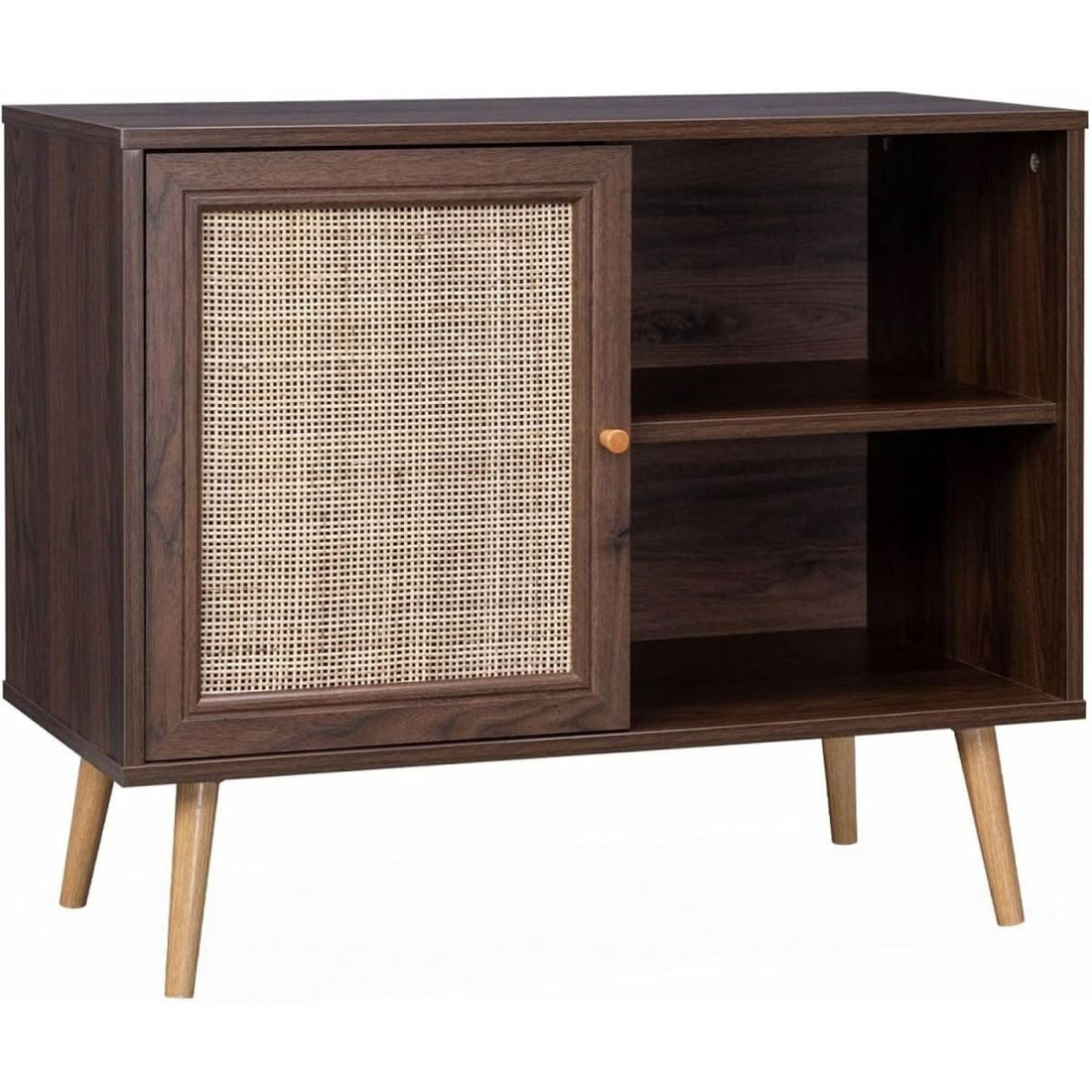 Vintage-Anrichte aus Holz mit Wiener Geflecht | Grain