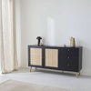 Sideboard Cannage Schwarz Boho | Glatt