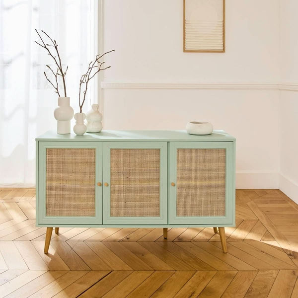 Skandinavisches Boho-Sideboard mit Rohrgeflecht | Harbor