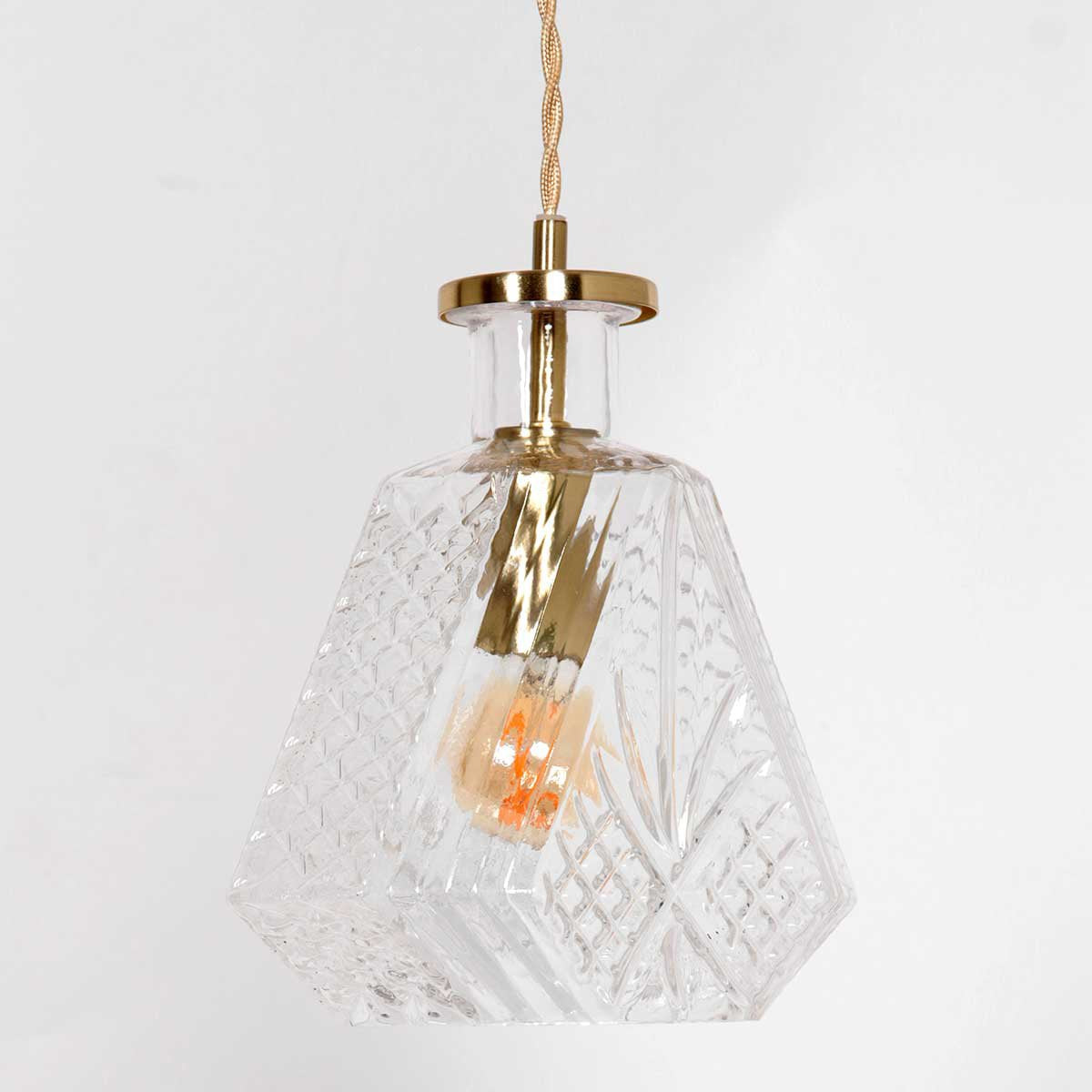 Suspension luminaire Grazio Glass doré