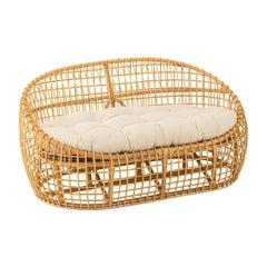 2-Personen-Sofa Rattan Weiß | Lena