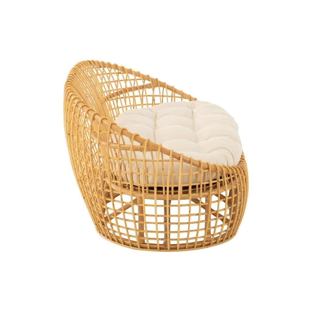 2-Personen-Sofa Rattan Weiß | Lena
