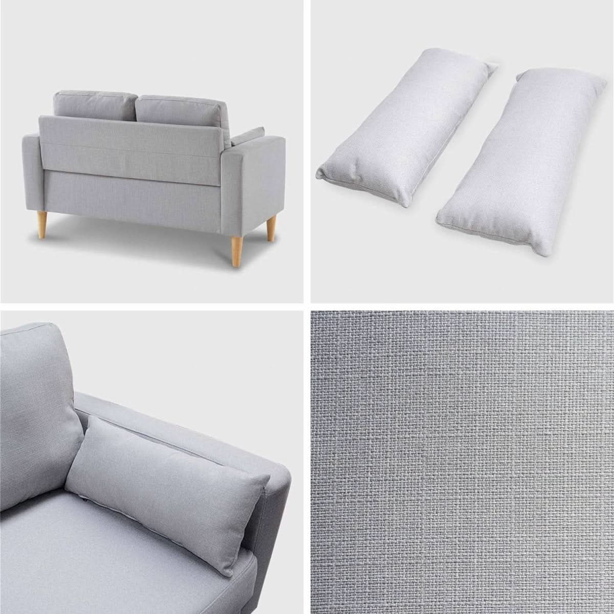 Canapé 2 Places Scandinave Bois | Wisp - Designix Canapés Gris Clair
