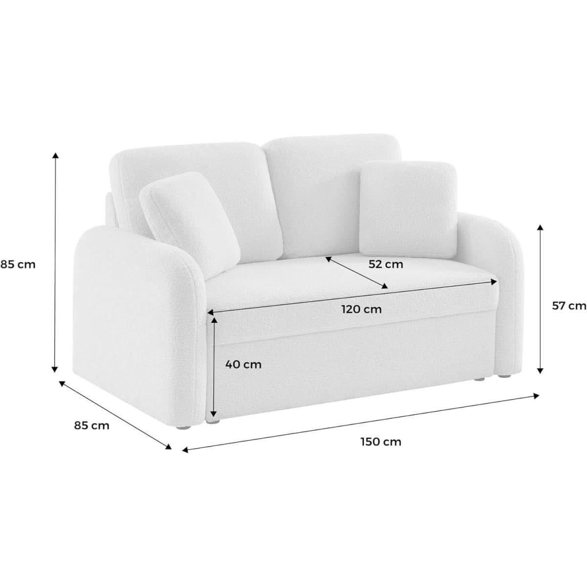 Canapé 2 Places Scandinave Bouclette | Cocoon Blanc - Designix Canapés