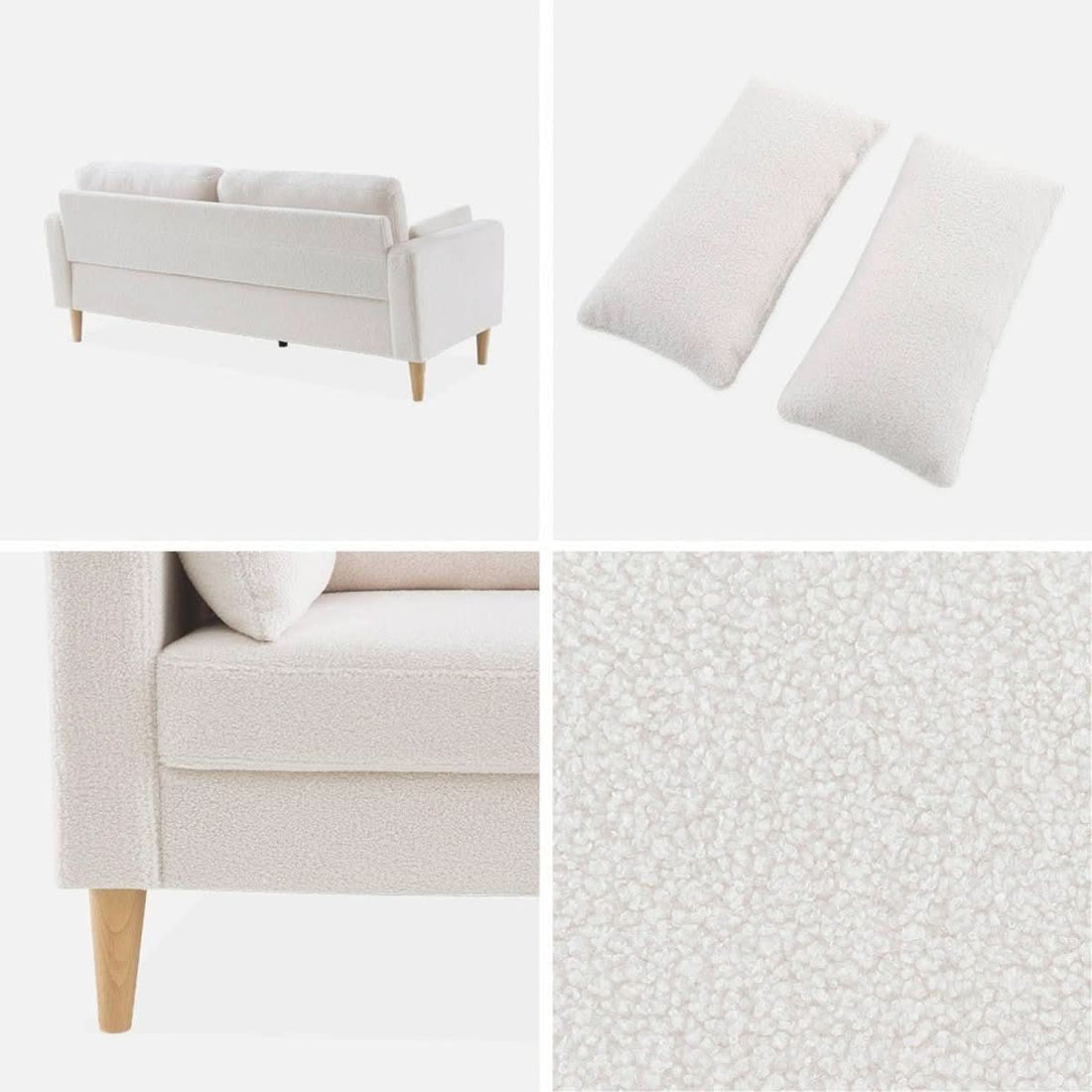 Skandinavisches 3-Sitzer-Sofa aus Bouclé | Schlichter Komfort