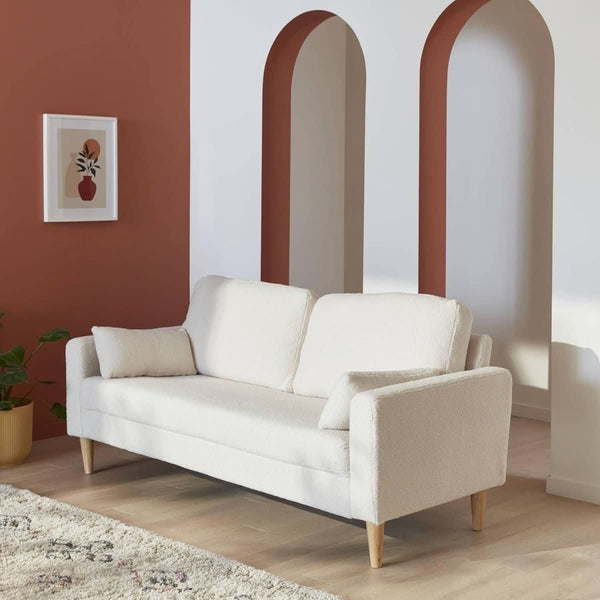 Skandinavisches 3-Sitzer-Sofa aus Bouclé | Schlichter Komfort