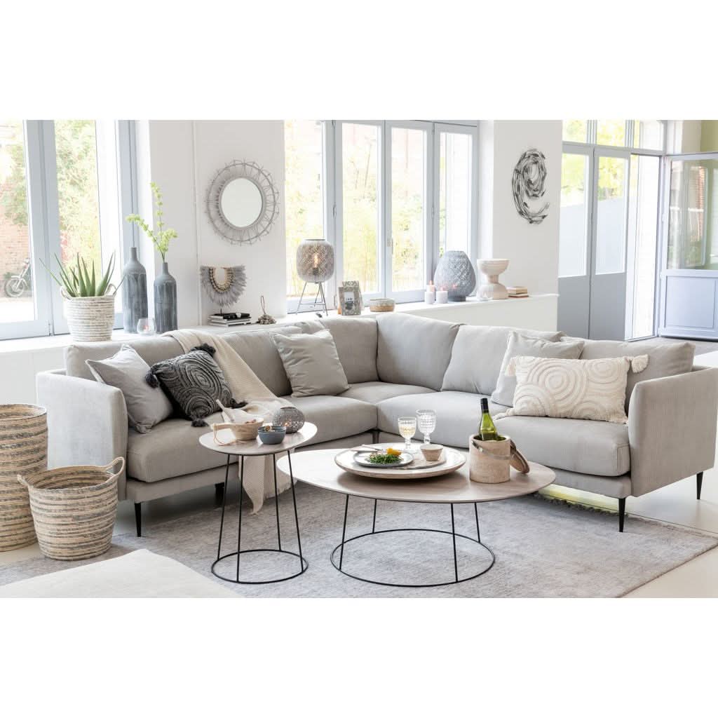 Canapé Angle Bois Textile Grise | Onir