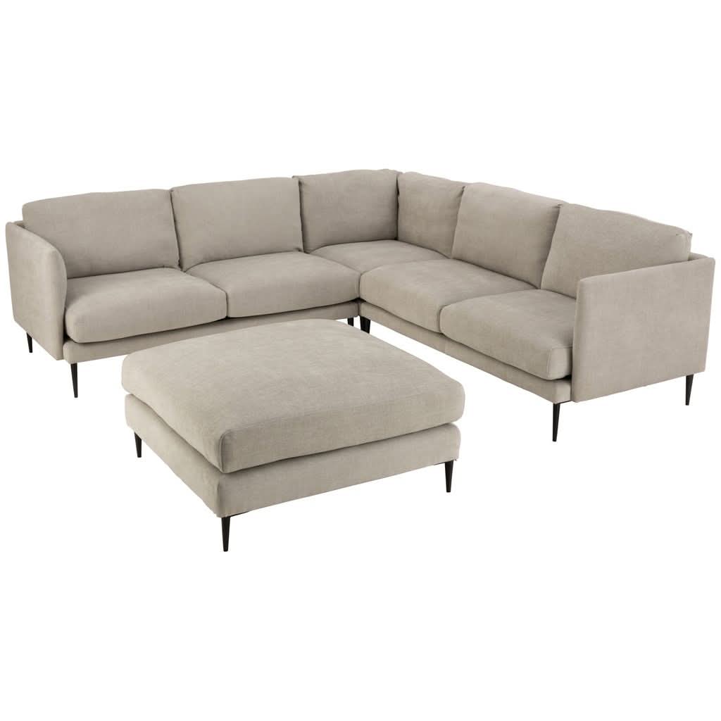 Canapé Angle Bois Textile Grise | Onir - Designix Canapés