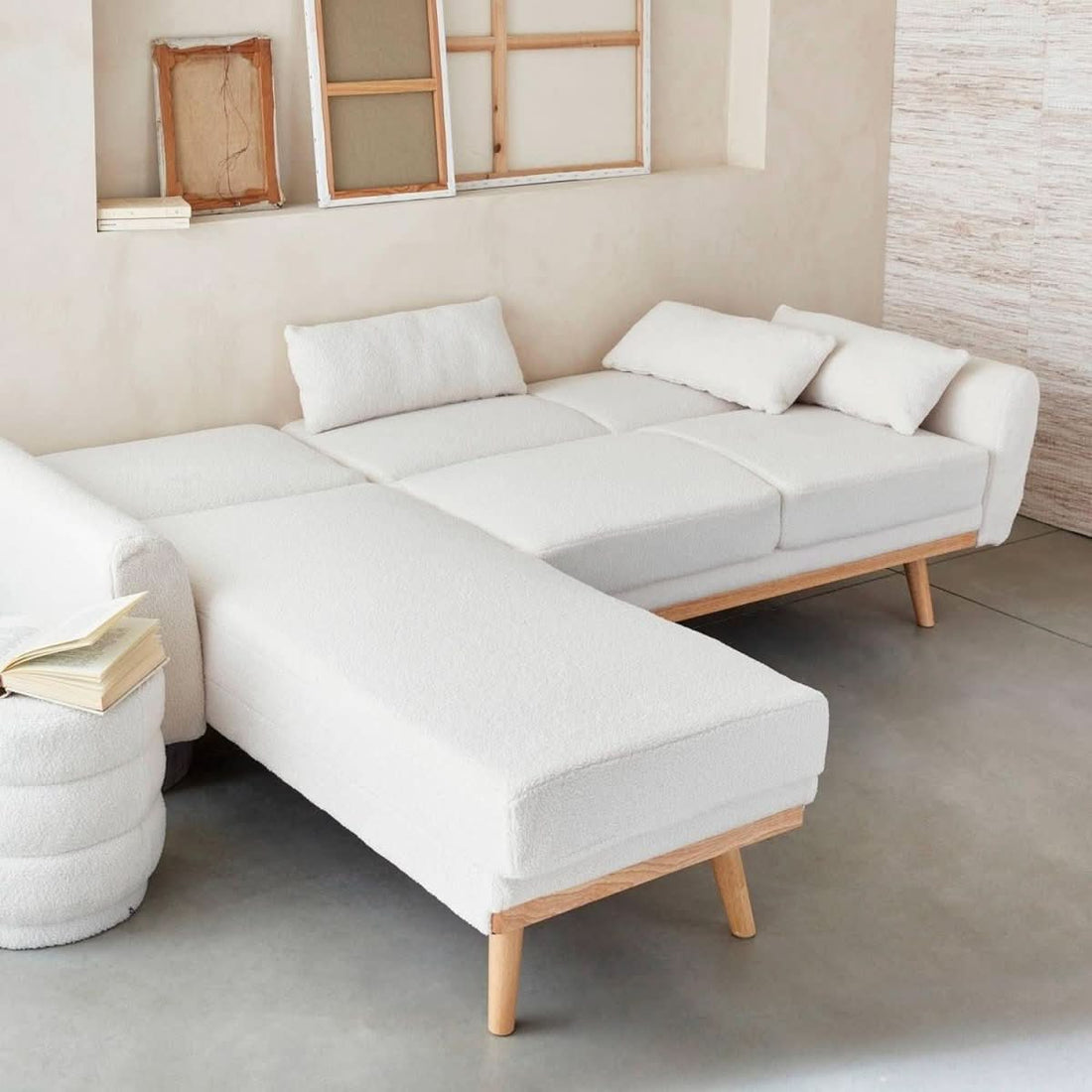 Eckschlafsofa Bouclé