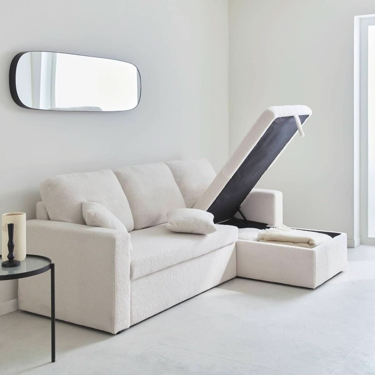 Canapé Angle Convertible Bouclettes | Drift - Designix Canapés