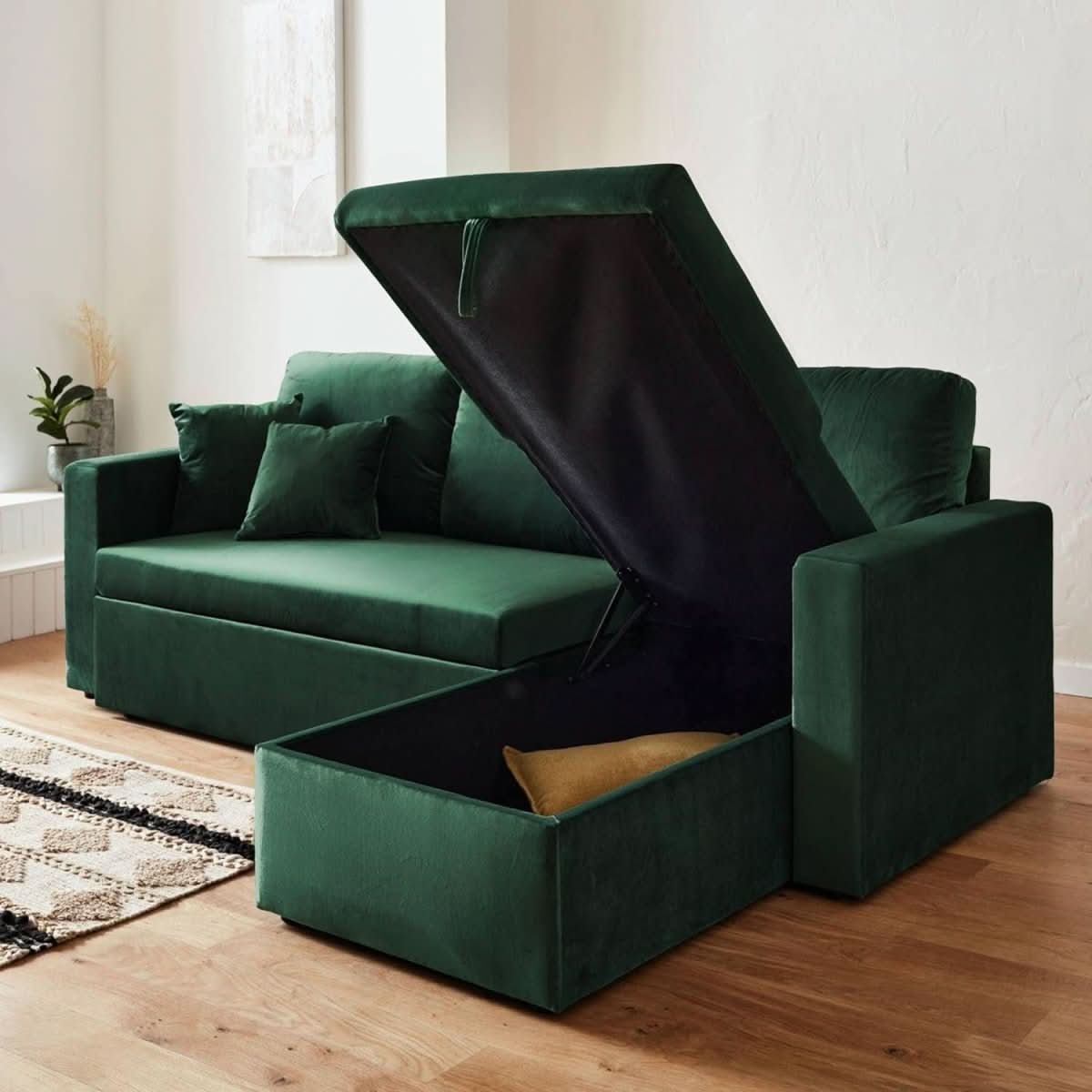 Canapé Angle Convertible Velours | Charm - Designix Canapés