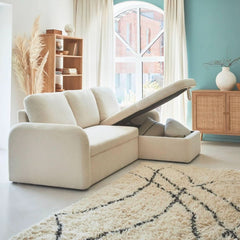Gemütliches Schlafsofa mit Récamiere, beidseitig montierbar | Blush