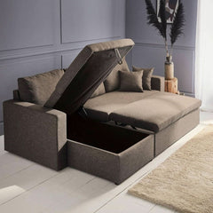 Ecksofa Stoff Schlaffunktion Braun | Raffinesse