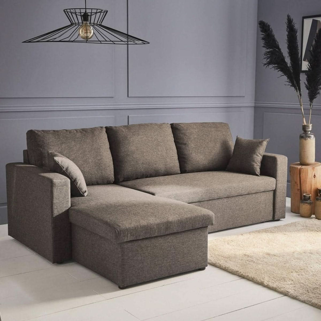 Ecksofa Stoff Schlaffunktion Braun | Raffinesse