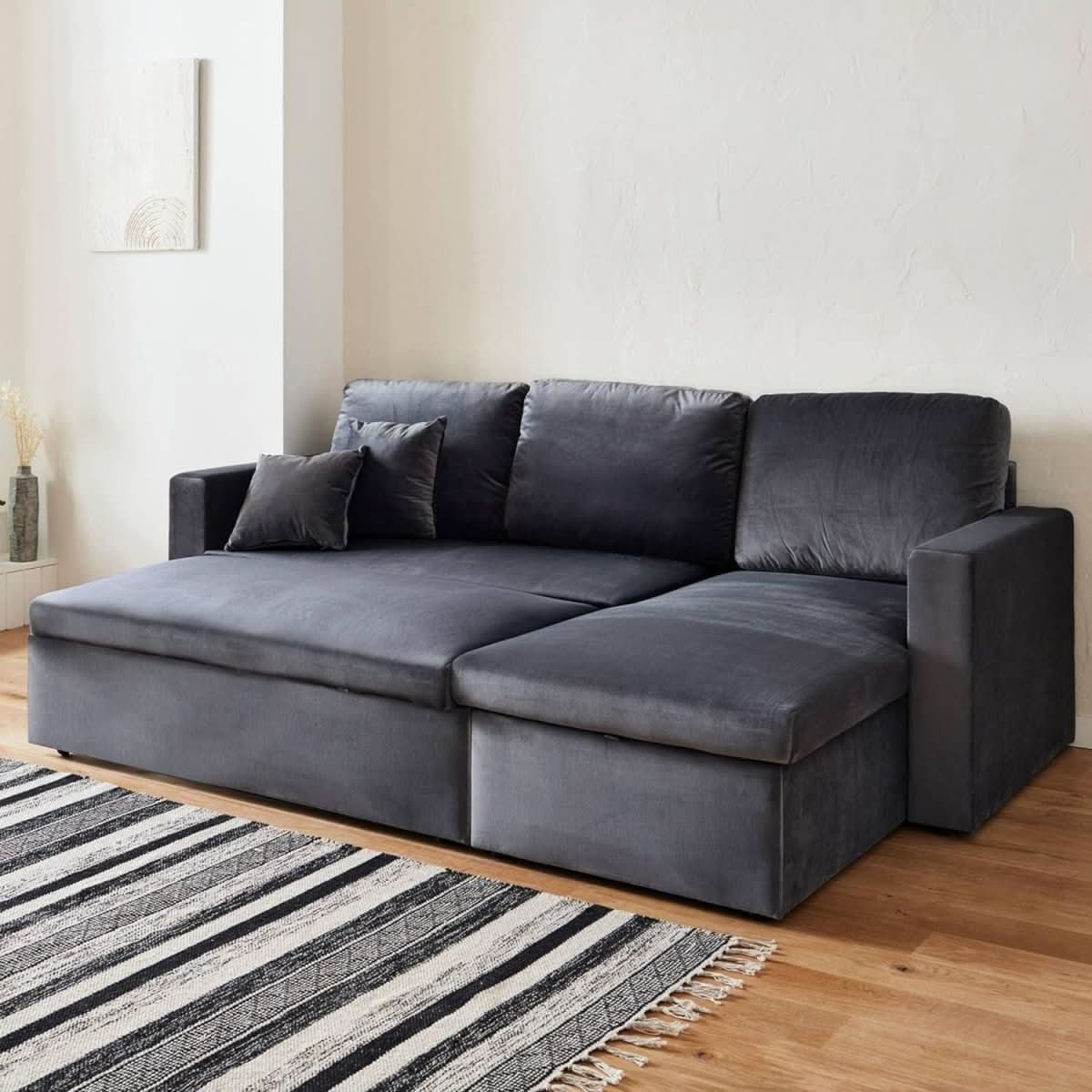 Canapé Angle Velours Convertible | Vita - Designix Canapés
