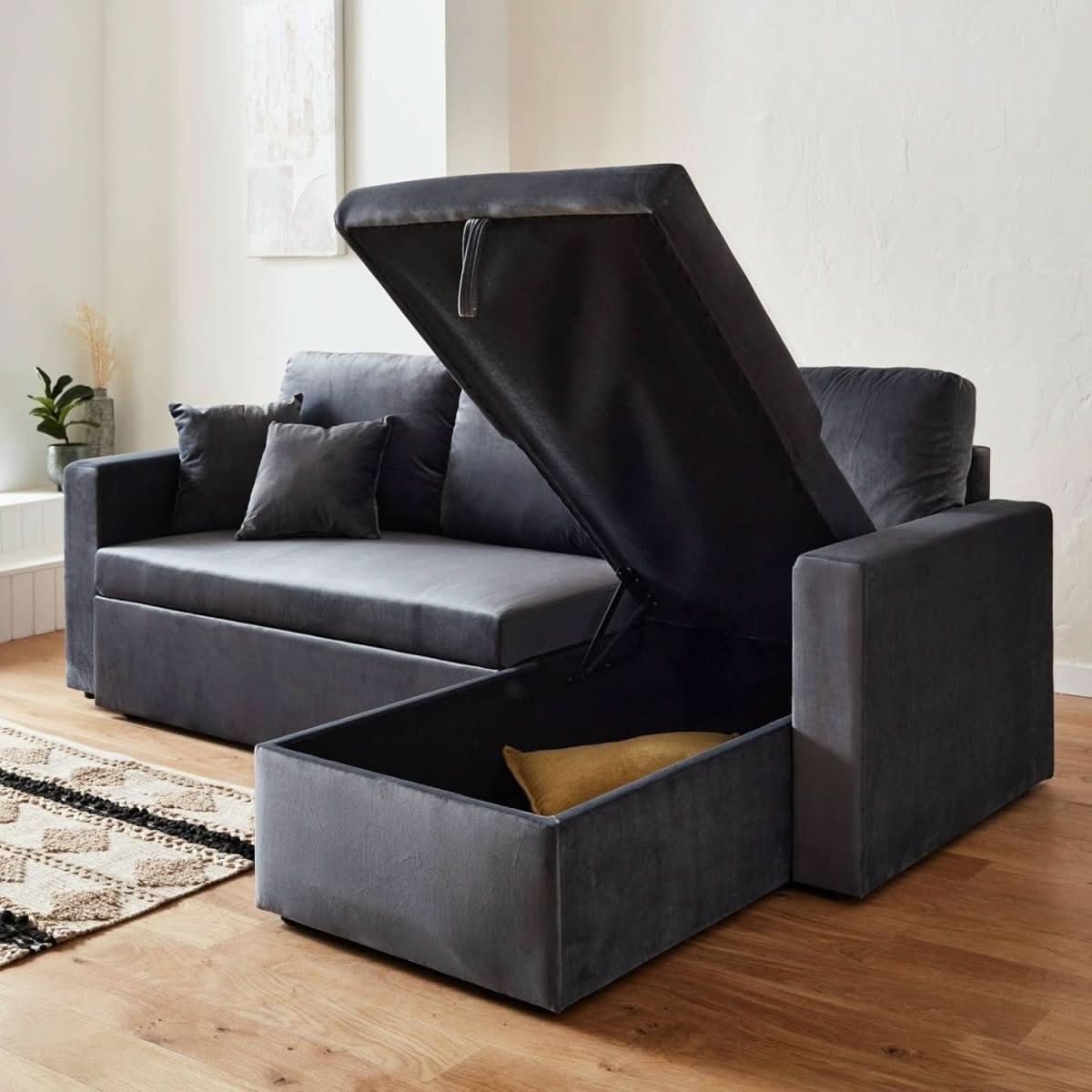 Canapé Angle Velours Convertible | Vita - Designix Canapés