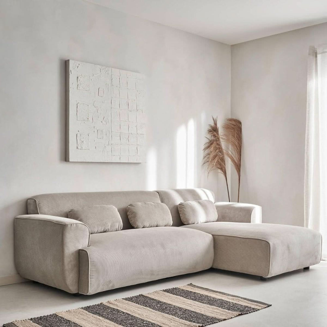 Ecksofa Kordsamt | Azurblau