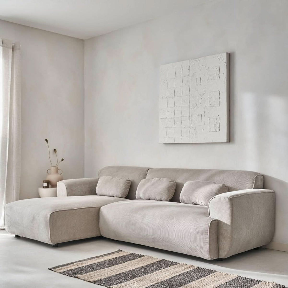 Ecksofa aus Cord | Luxuriöse Schlichtheit
