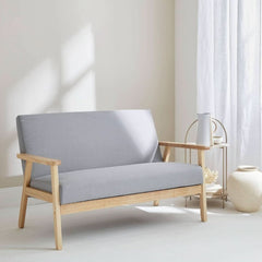Sofa Sitzbank Hellgrau Holz und Stoff | Nordic
