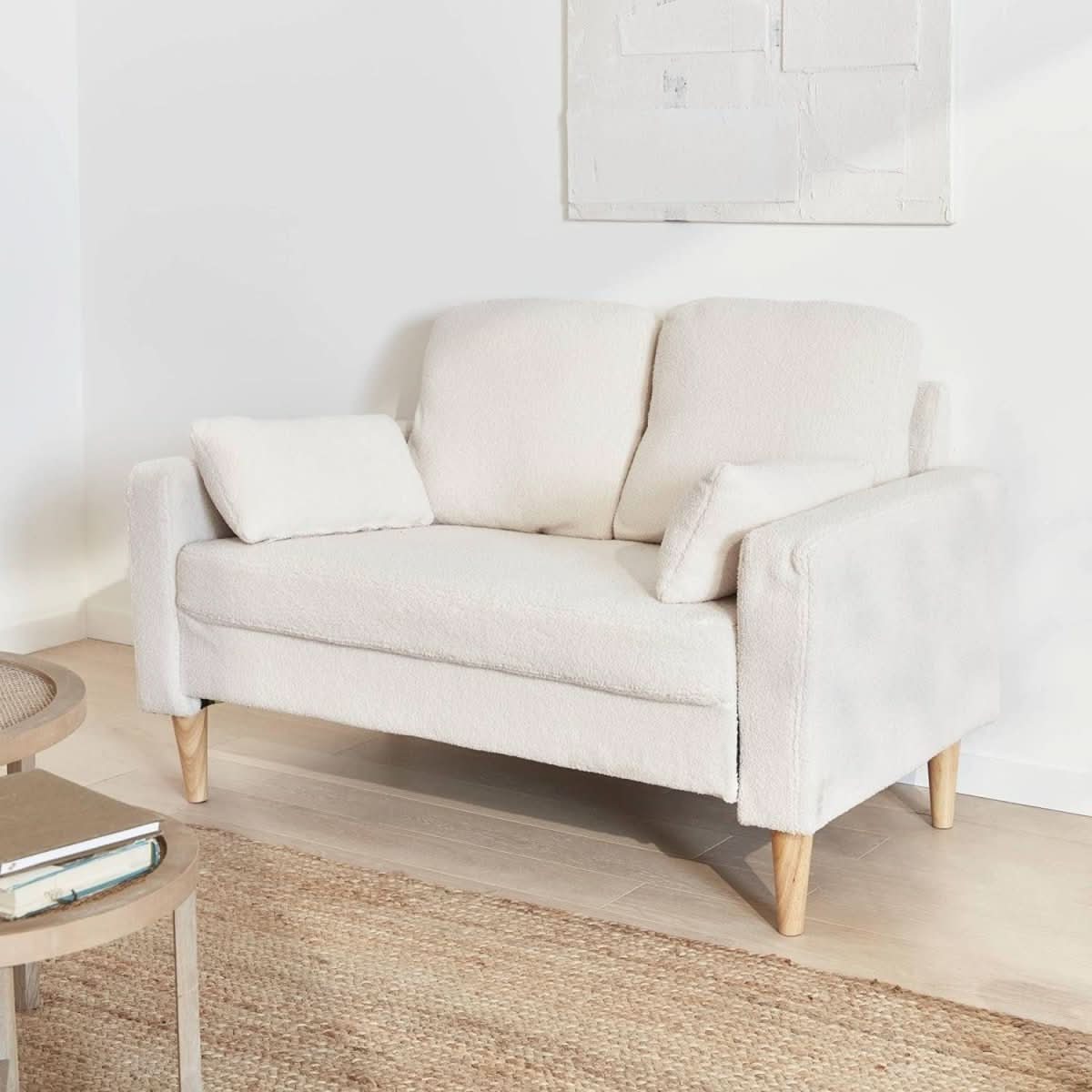 Canapé Bouclettes Scandinave Blanc Cassé | Twine - Designix Canapés