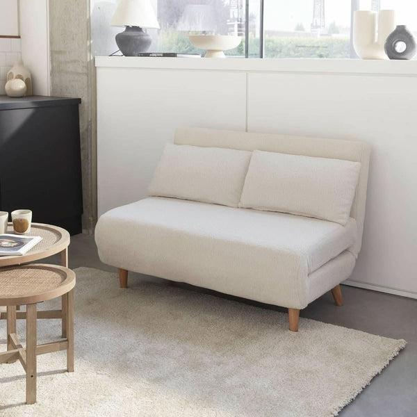 Schlafsofa mit weißem Bouclé-Stoff | Haven