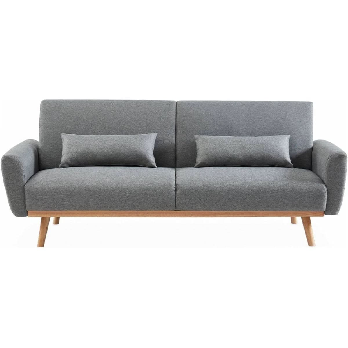 Canapé Convertible Scandinave Bois | Pivot - Designix Canapés Gris Clair