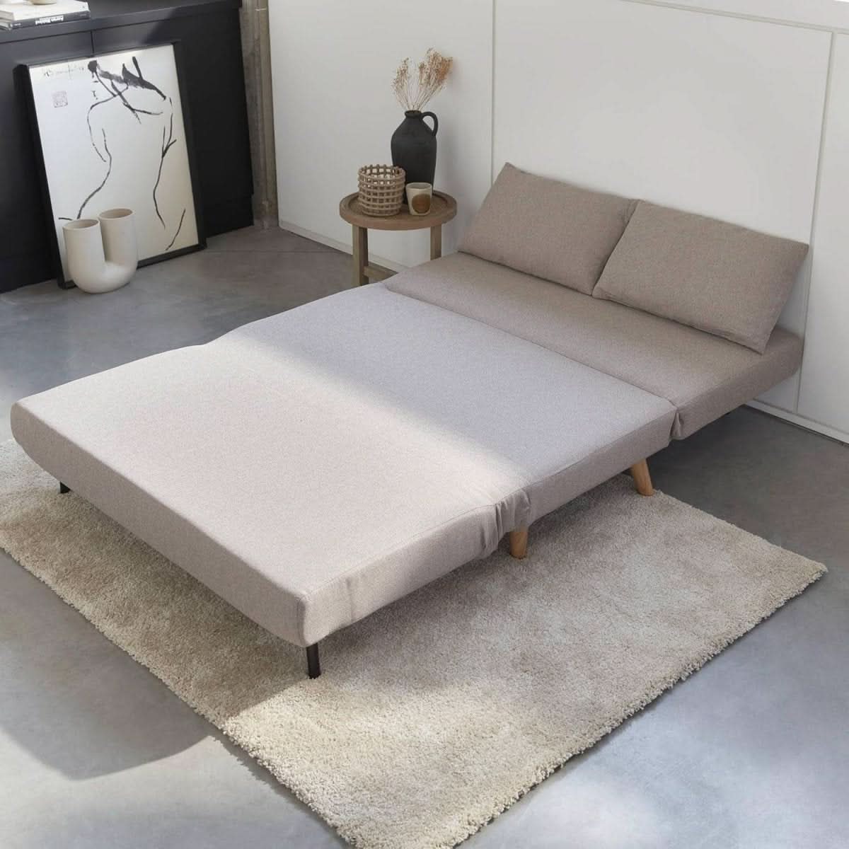 Canapé Convertible Tissu Beige | Glaze - Designix Canapés