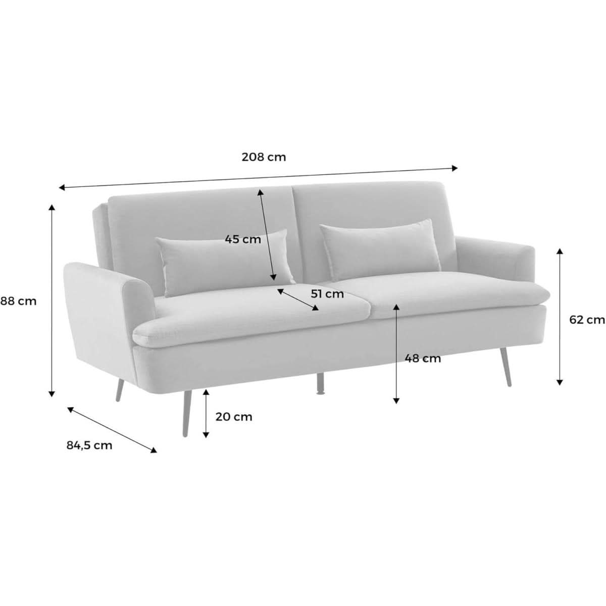 Canapé Convertible Velours Gris | Breeze - Designix Canapés