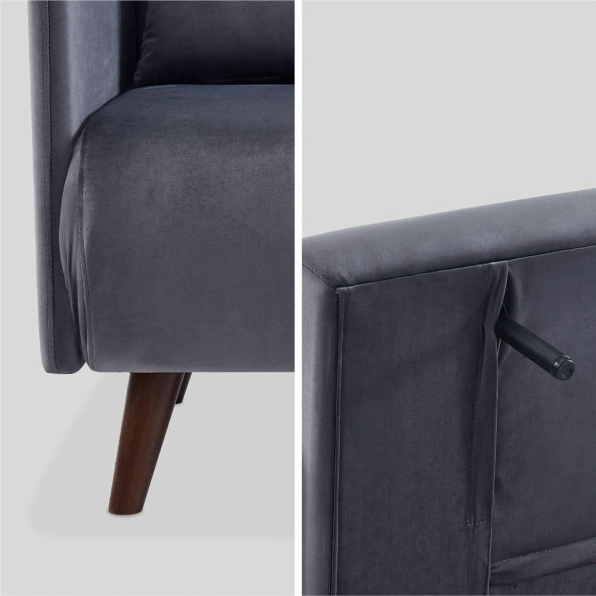 Canapé Convertible Velours Gris Foncé | Vigor - Designix Canapés