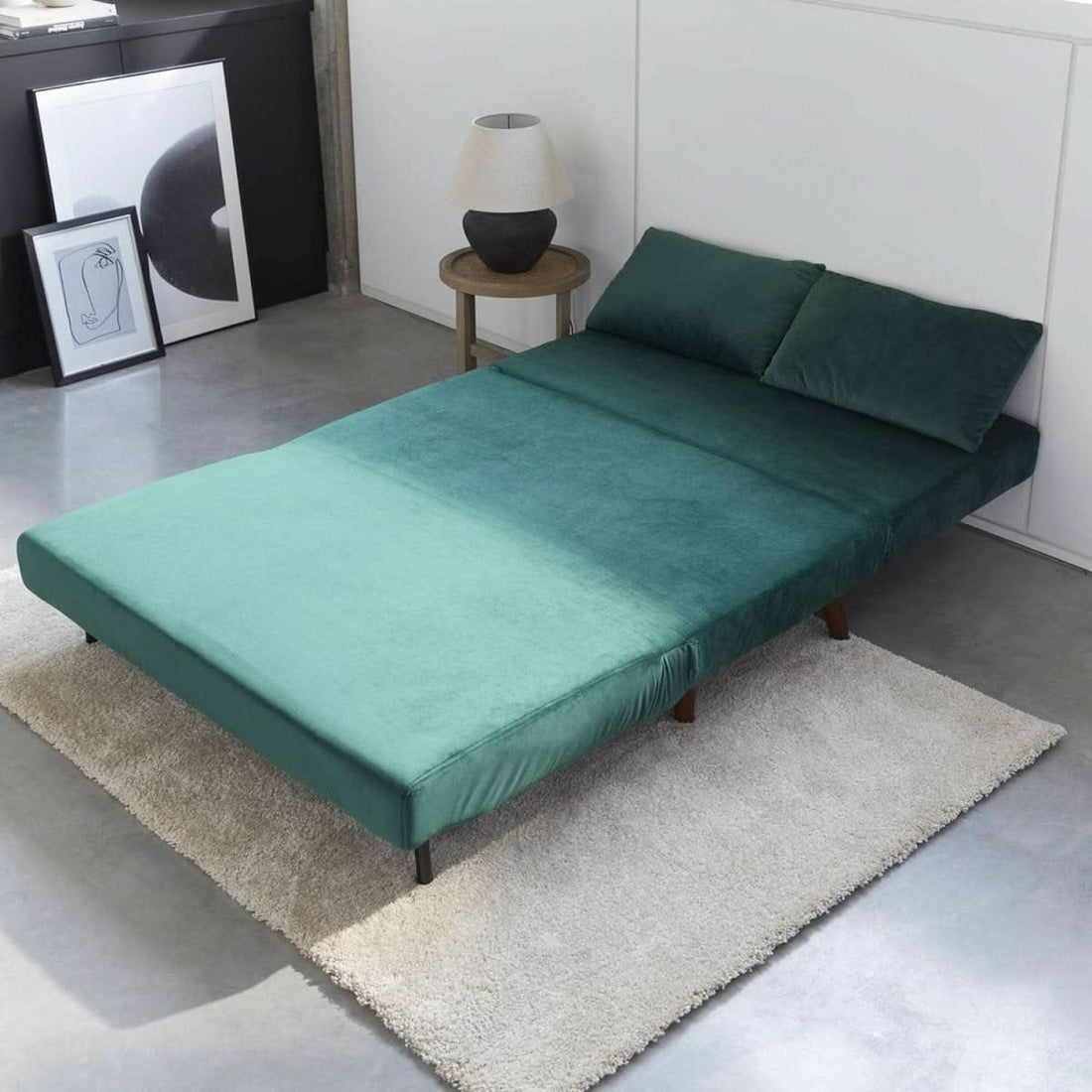 Kompaktes grünes Schlafsofa | Praxis