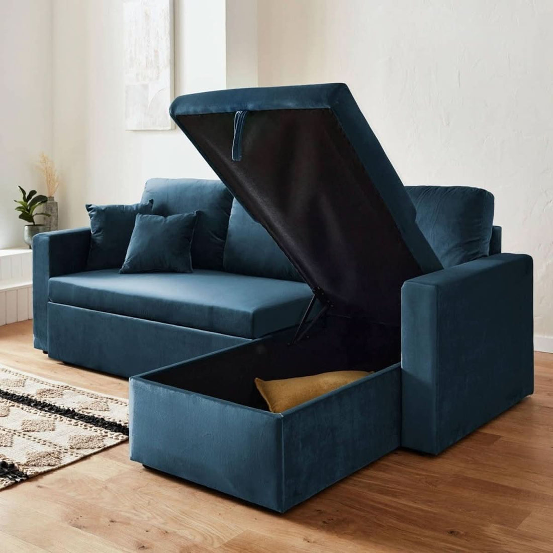 Ecksofa mit Schlaffunktion Blau | Vivid