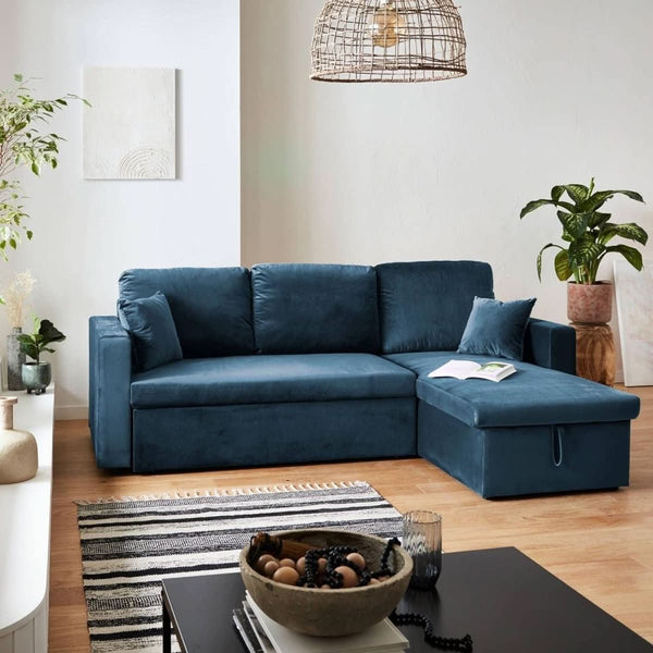 Ecksofa mit Schlaffunktion Blau | Vivid