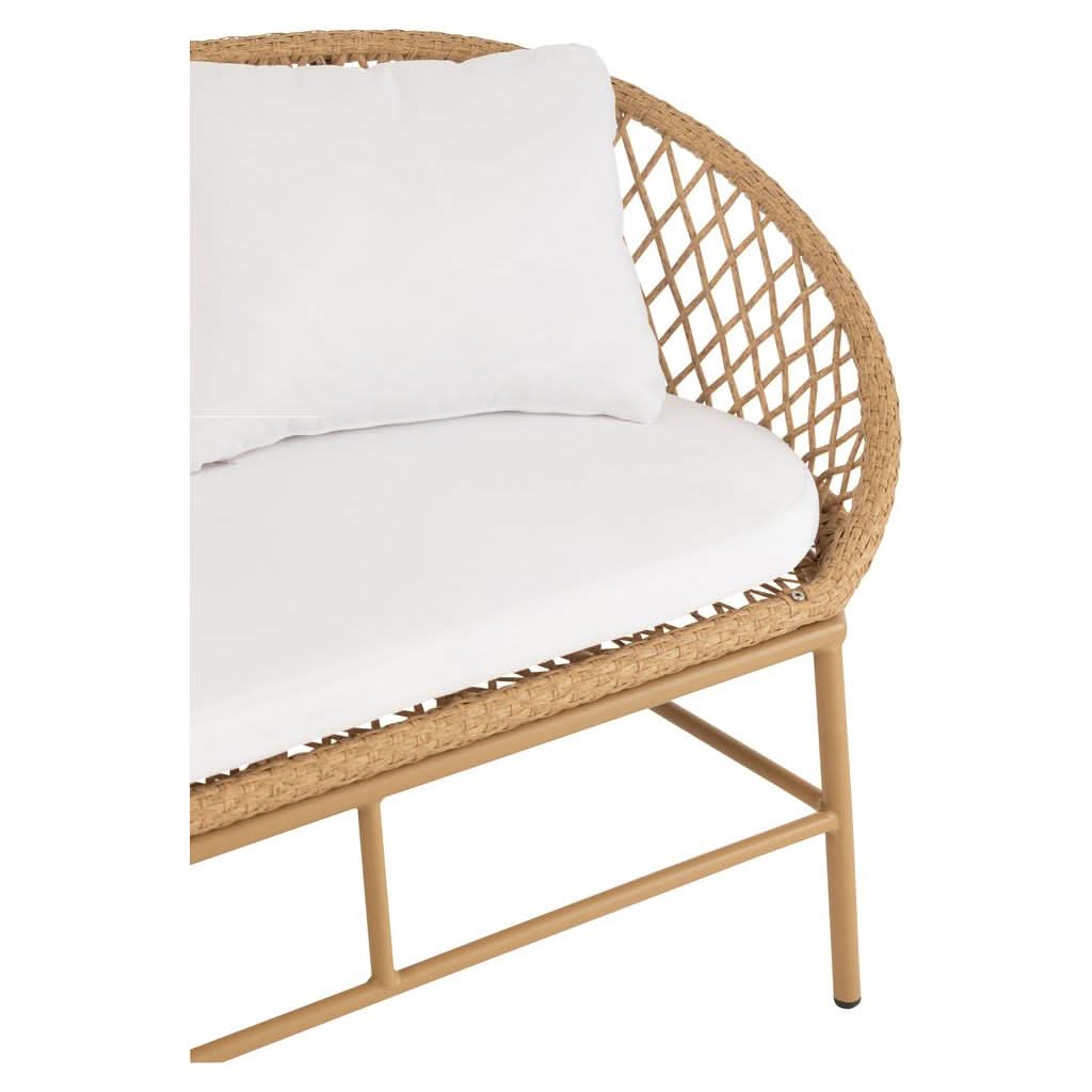 Canapé Métal Rotin Beige 2 Places | Zena - Designix Canapés