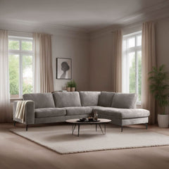 Tiefes 3-Sitzer-Ecksofa rechts Champagner | Luxuriöser Charme