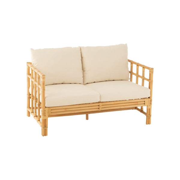 Weißes Rattan-Sofa für zwei Personen | Wela