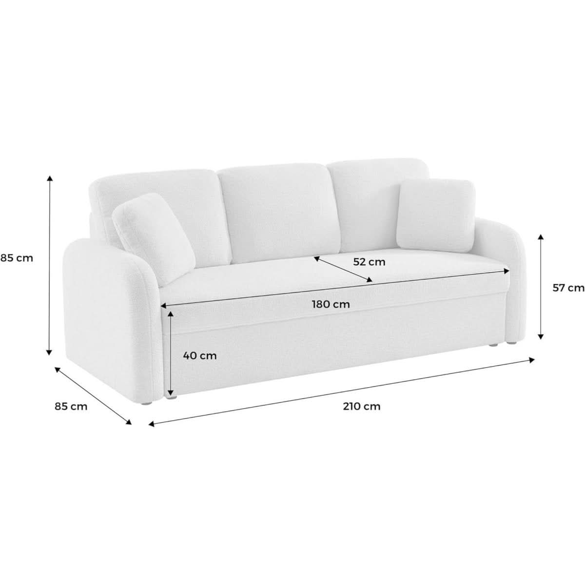 Canapé Scandinave 3 Places Bouclette Blanc | Épure - Designix Canapés