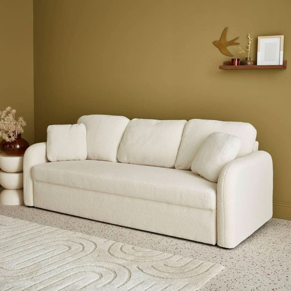 Skandinavisches 3-Sitzer-Sofa, Bouclé, Weiß | Épure