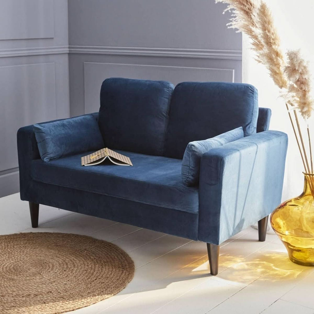 Skandinavisches Samtsofa Blau | Balm