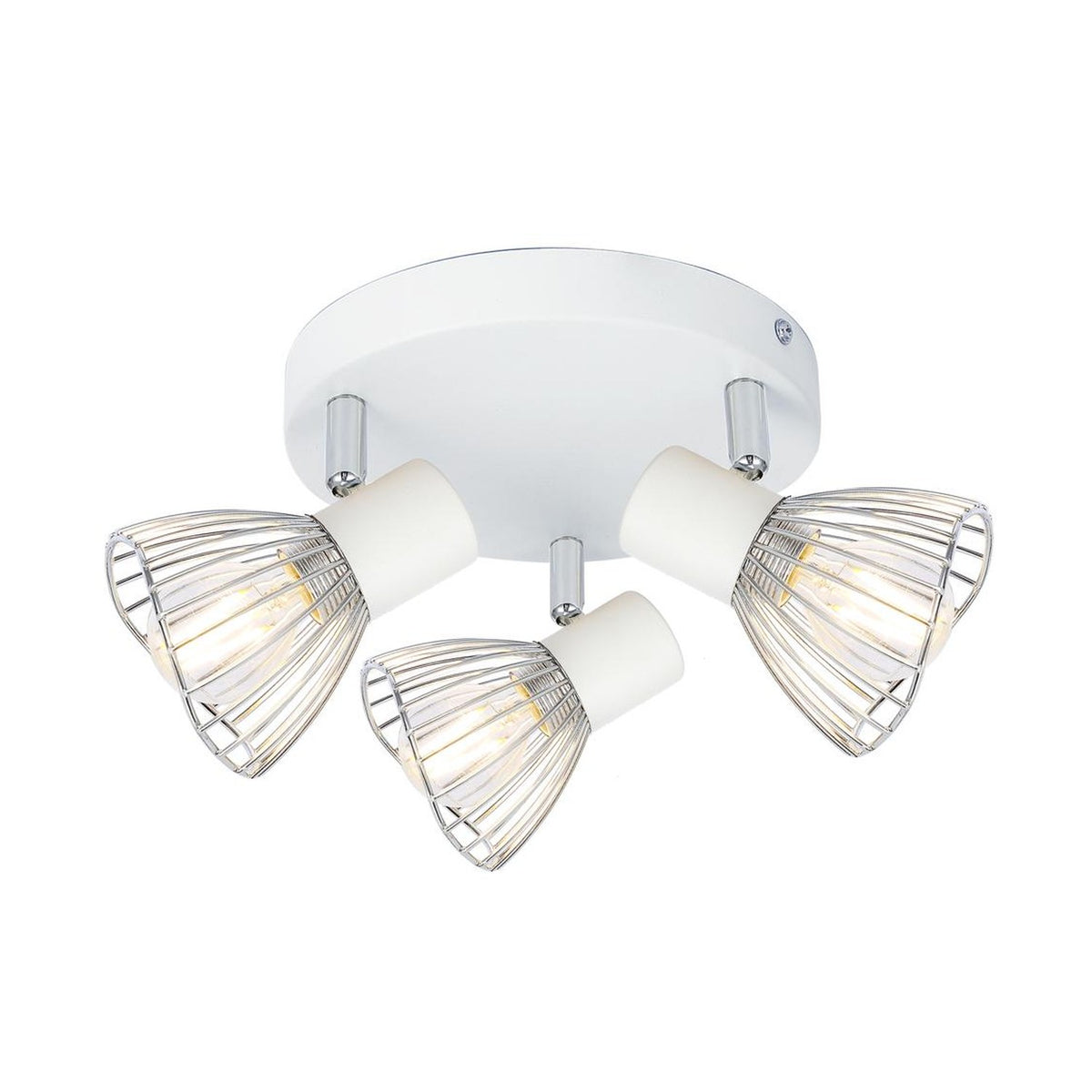 Plafonnier Fly 3 lumières blanc et chromé, L 33 cm