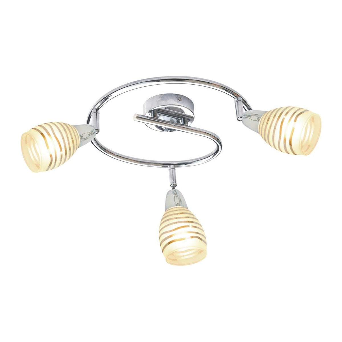Plafonnier Jubilat 3 lumières argenté, verre, L 38 cm